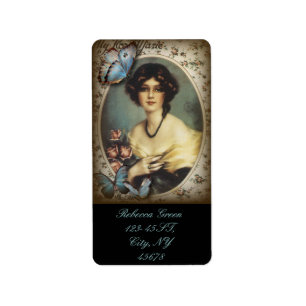 vintage victorian floral retro paris woman label