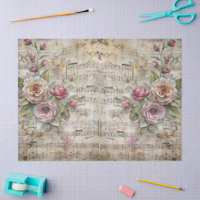 Vintage Victorian Floral Sheet Music Design (Craft)