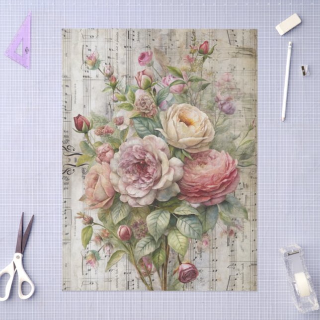 Vintage Victorian Floral Sheet Music Design (Craft)