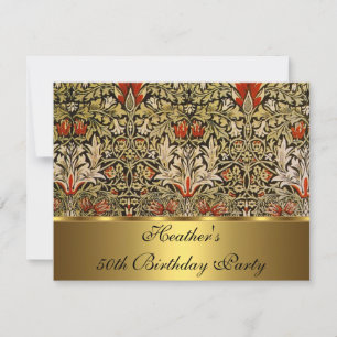 Vintage Victorian Floral Snakeshead 1876 Gold Invitation