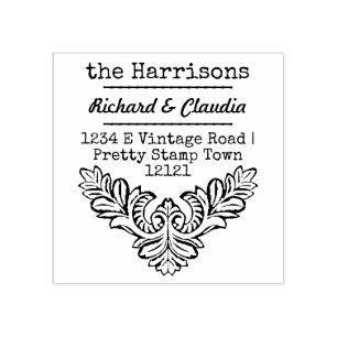 Vintage Victorian Flourish   Name Return Address Rubber Stamp