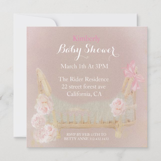 Vintage Victorian Flower Bohemian Baby Shower Invitation (Front)