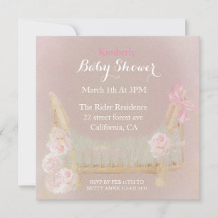 Vintage Victorian Flower Bohemian Baby Shower Invitation