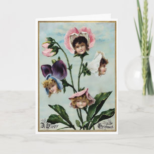 Vintage Victorian Flower Faces Card