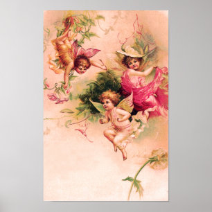Vintage Victorian Flower Fairies Poster