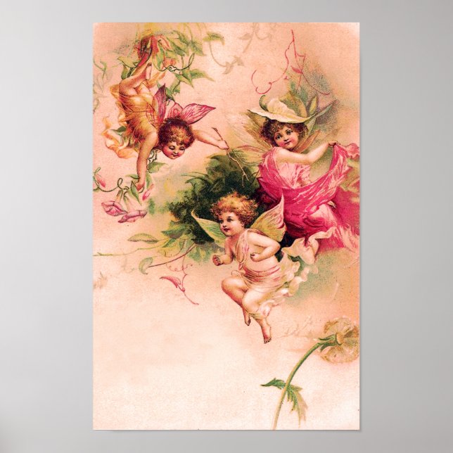 Vintage Victorian Flower Fairies Poster (Front)