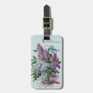Vintage/Victorian Flower Vase Personalised Luggage Tag
