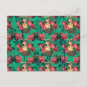 Vintage Victorian Flowers Postcard