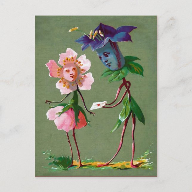 Vintage Victorian Flowers Postcard (Front)