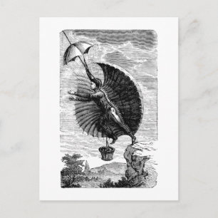 Vintage Victorian Flying Machine Invention Postcard