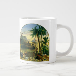 Vintage Victorian Folk Art, Noah's Ark by Hidley Large Coffee Mug