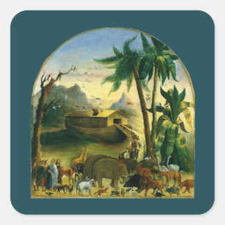 Vintage Victorian Folk Art, Noah's Ark by Hidley Square Sticker