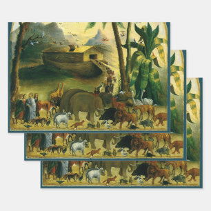 Vintage Victorian Folk Art, Noah's Ark by Hidley Wrapping Paper Sheet
