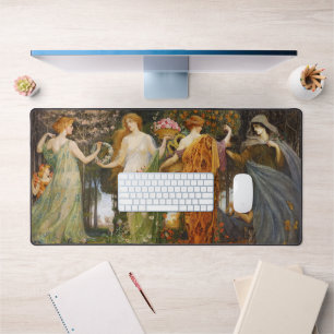 Vintage Victorian Four Seasons Goddess Floral Art Desk Mat