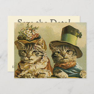 Vintage Victorian Funny Cats in Hats Save the Date