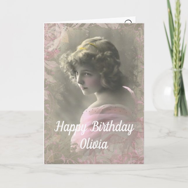 Vintage, Victorian Girl. Birthday. Card (Front)