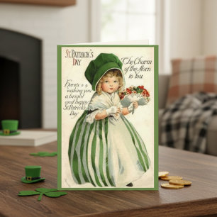 Vintage Victorian Girl Custom St. Patrick's Day Holiday Card