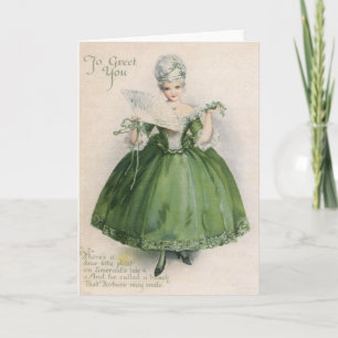 Vintage Victorian Girl In Green St Patrick's Day C Card