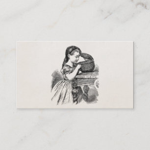 Vintage Victorian Girl With Basket Business Card