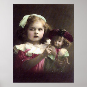 Vintage Victorian Girl with Doll Art Print