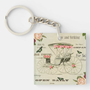 Vintage victorian girly keychain w/ flowers