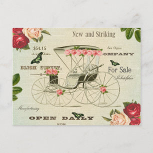 Vintage victorian girly postcard w flowers