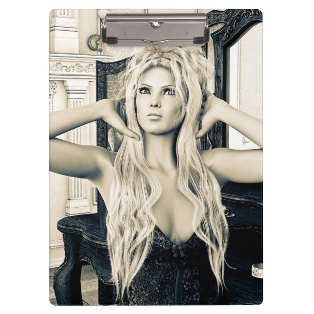 Vintage Victorian Glamour Portrait Art Clipboard (Front)