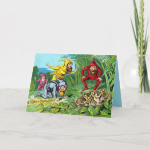Vintage Victorian Gnomes Christmas Card