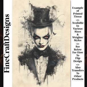 Vintage Victorian Gothic Character BC1 Decoupage Tissue Paper