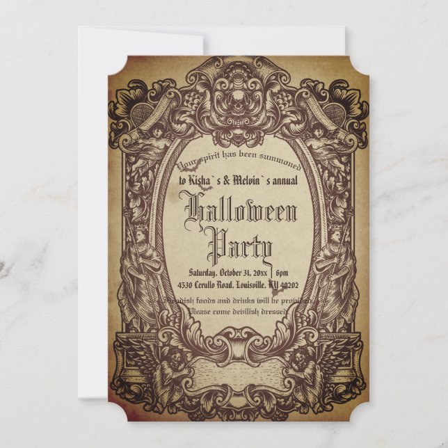 Vintage Victorian Gothic Frame Bloody Halloween Invitation (Front)