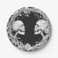 Vintage Victorian Gothic Halloween Skulls Roses