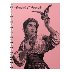 Vintage Victorian Gypsy Girl Peach Notebook