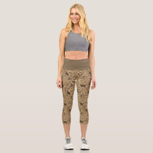Vintage Victorian Halloween pattern with ghosts  Capri Leggings