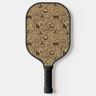 Vintage Victorian Halloween pattern with ghosts Pickleball Paddle
