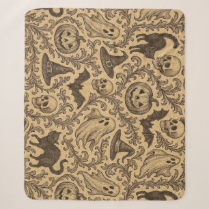Vintage Victorian Halloween pattern with ghosts  Sherpa Blanket