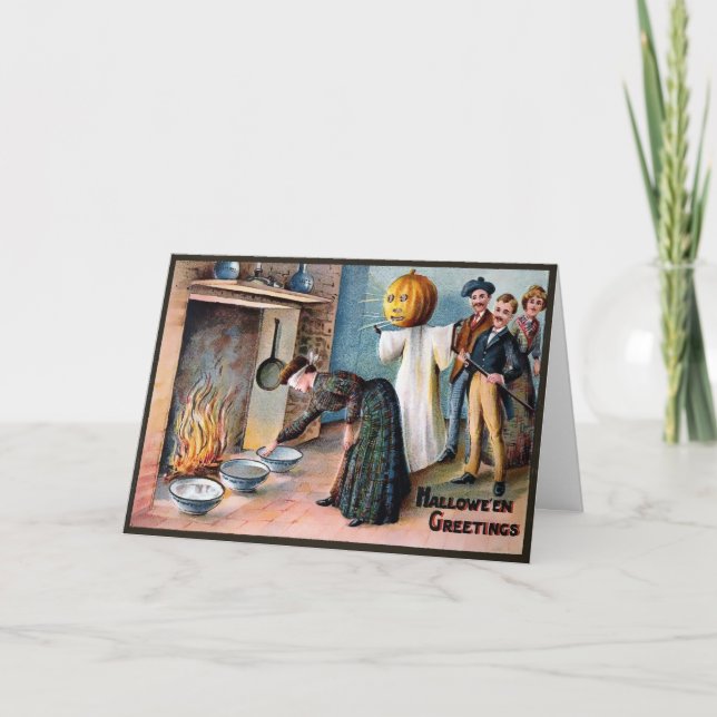 Vintage Victorian Halloween Traditions Card (Front)