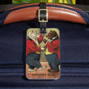 Vintage Victorian Happy, Gay, Dancing Bears Luggage Tag