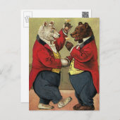 Vintage Victorian Happy, Gay, Dancing Bears Postcard (Front/Back)