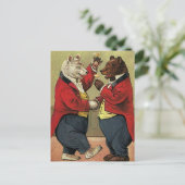 Vintage Victorian Happy, Gay, Dancing Bears Postcard (Standing Front)