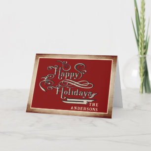 Vintage Victorian Happy Holidays Holiday Card