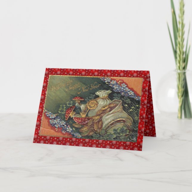 Vintage Victorian Happy New Year Holiday Card (Front)