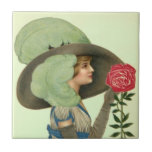 Vintage Victorian Hat Rose Derby Lgt Mint Tile<br><div class="desc">Vintage Stylish Victorian hat lady with a rose on a light mint background ~ great for a Derby keepsake or as an accent Tile - Enjoy Tile & Thanks For Stopping By!</div>