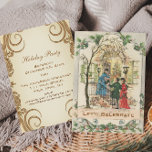 Vintage Victorian Holiday Christmas Party Invitation<br><div class="desc">Share the warmth of vintage art this holiday season with these fully customisable holiday party invitations. Great for a dinner party! The cover features a vintage victorian image of a family welcoming friends at their door.</div>