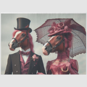 Vintage Victorian Horse Couple Decoupage Tissue Paper