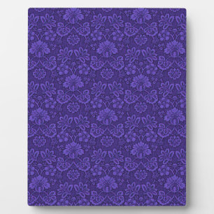 Vintage Victorian Indigo Damask Paisley Floral Plaque