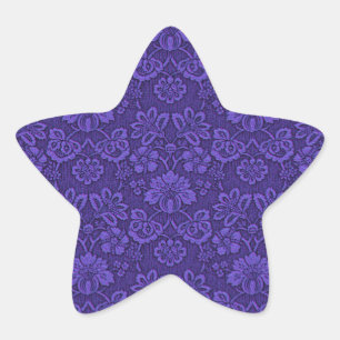 Vintage Victorian Indigo Damask Paisley Floral Star Sticker
