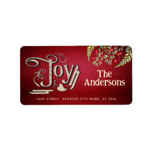 Vintage victorian joy botanical holly  label