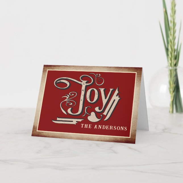Vintage Victorian Joy Holiday Card (Front)
