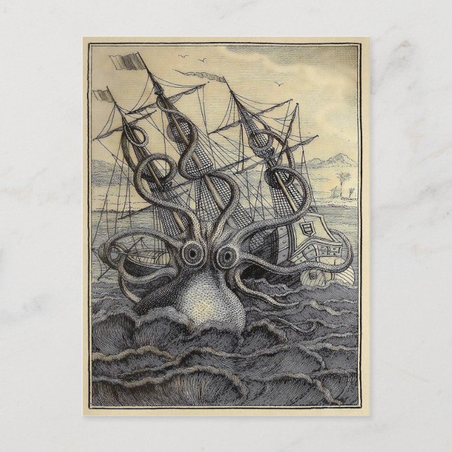 Vintage Victorian Kraken Postcard (Front)