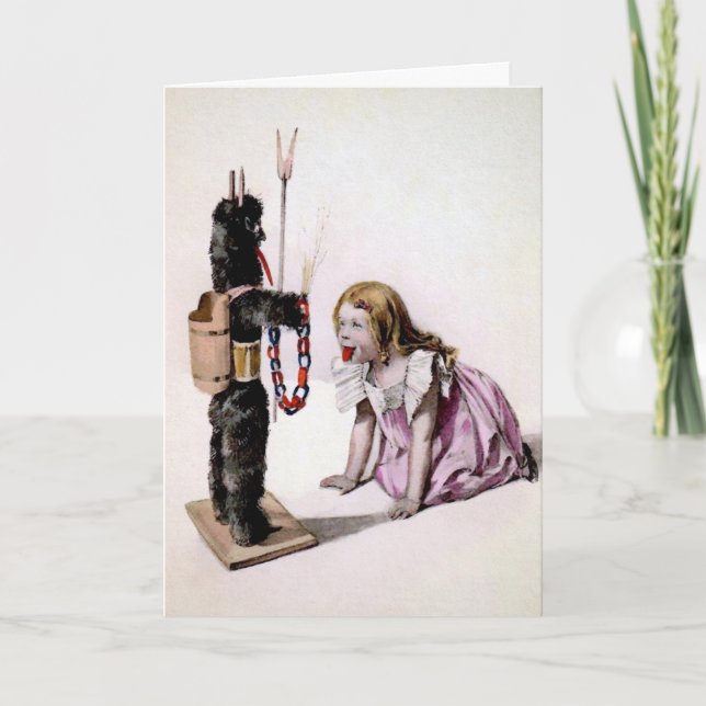 Vintage Victorian Krampus Christmas Card (Front)